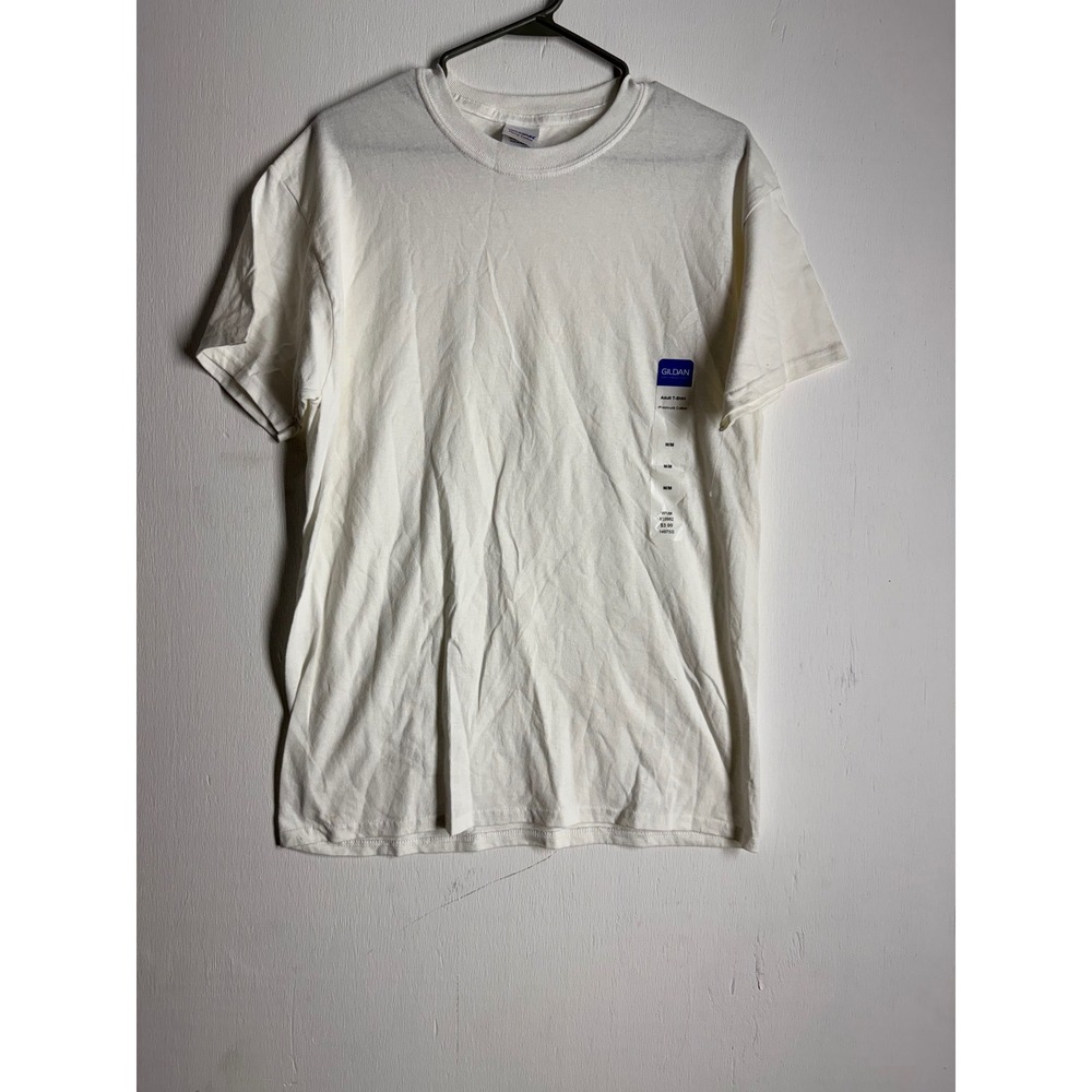 Gildan Heavy Cotton White T-Shirt Mens Medium Short Sleeve Crew Neck Blank Tee